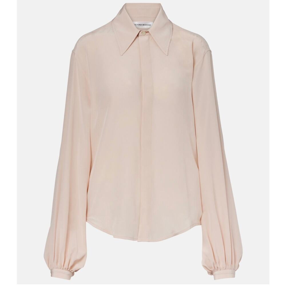 Victoria Beckham Blouson Sleeve Silk Blouse in Blush Apricot UK 4 US 0 - Picture 5 of 5